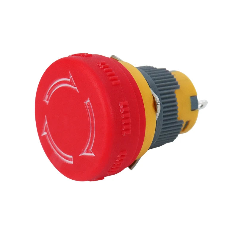 16mm Plastic Emergency Stop Switch Latching Self-locked 1NO1N Red Mushroom Head Electrical Control Push Button Switch VaneAims