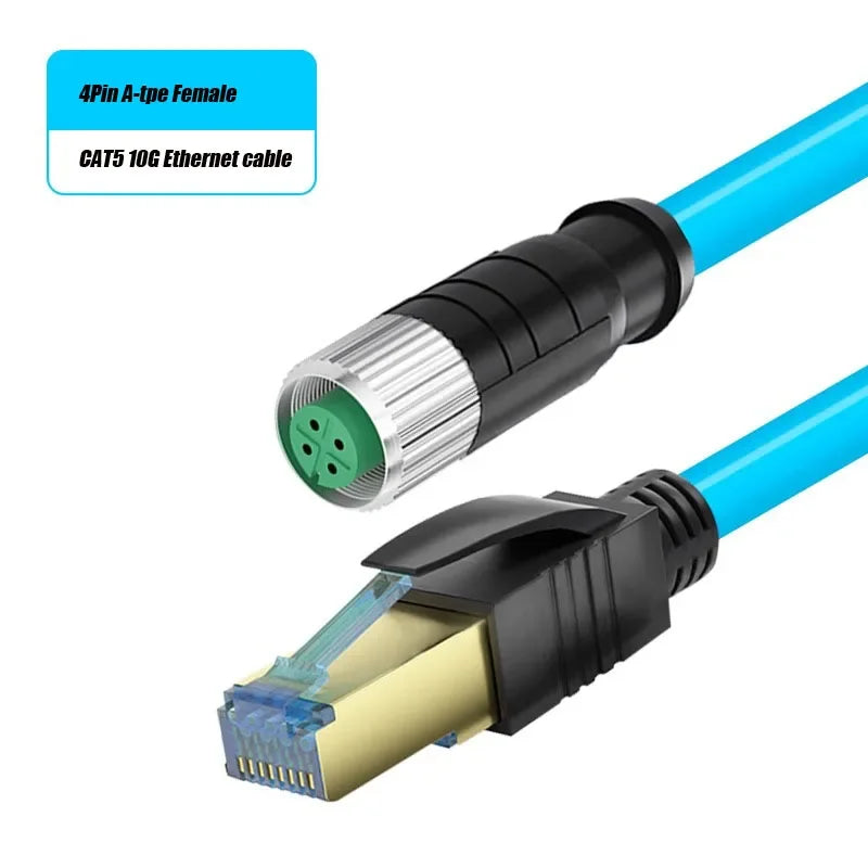 Waterproof M12 to RJ45 Network Line ip67 CAT7/CAT6A RJ45 to 4Pin 8Pin A/D/X Type Encoded Connector Cable Double Shielded Wire