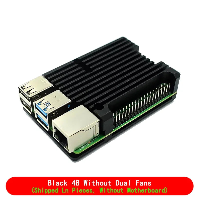 Pi 4 3 B 3B plus aluminum case with dual cooling fan metal shell enclosure for RPI Raspberry Pi 4 3 model