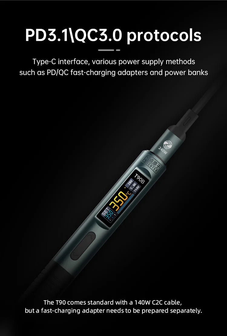 ALIENTEK T90 Smart Soldering Iron PD 140W Adjustable Temperature DC 28V 80-450℃ Welding Solder Station Kit C245 C210 T65 Tools