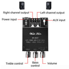 ZK-502T Dual Channel Stereo Power Amplifier Module TPA3116D2 Chip 50Wx2 Bluetooth 5.0 AUX Input DC9-24V High Low Bass Adjustment Audio AMP Board for Speaker DIY