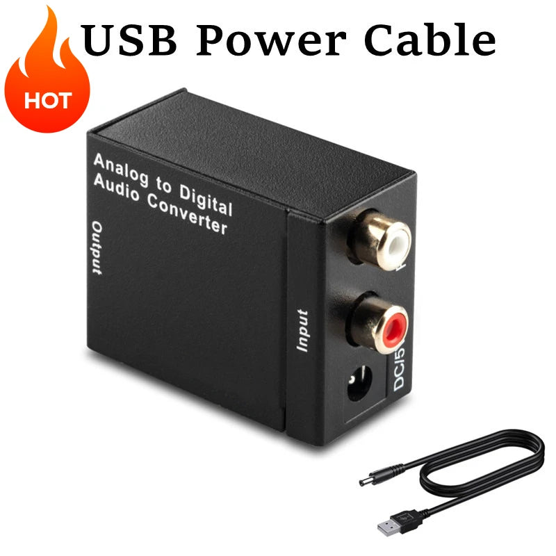 ADC Analog To Digital Audio Converter RCA to Optical Toslink Audio Adapter Analog Digital Fiber Toslink Coaxial Audio Converter