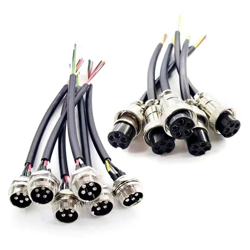 GX20 Aviation Plug 2 3 4 5 6 7 8 9 10 12 14 15 Pin Socket with Wire Connector Cable 7-20A 250V Male and Female Connection Line