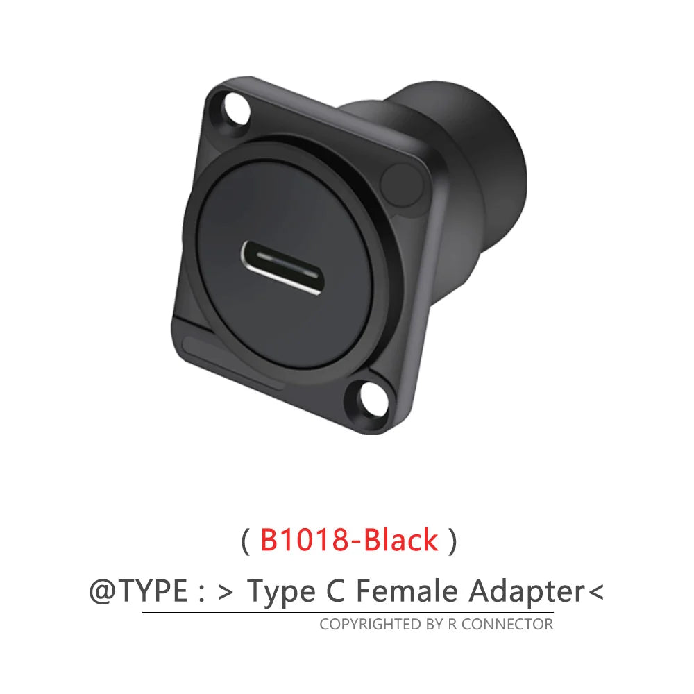 Waterproof D Type Chassis Connector,Type C Female to Female USB-C Converter Adapter Type-C Panel Mount DIY Jack with Dust Cover