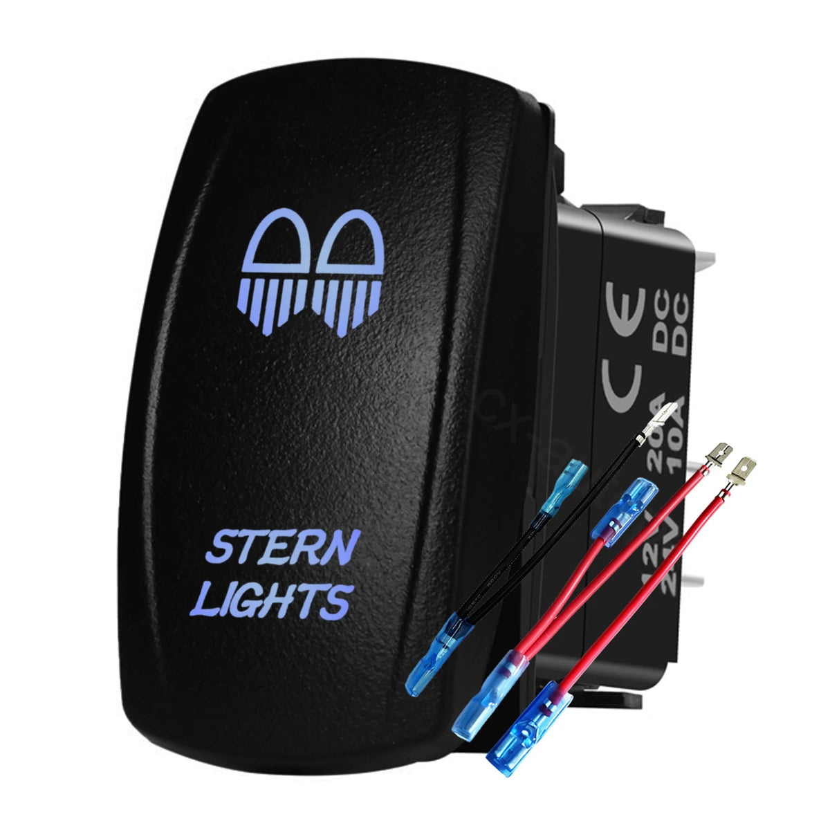 12V 24V Boat Trim Tabs Switch (ON)-OFF-(ON) Momentary Rocker Switch Waterproof Blue Light ON-OFF Toggle Switch With Harness