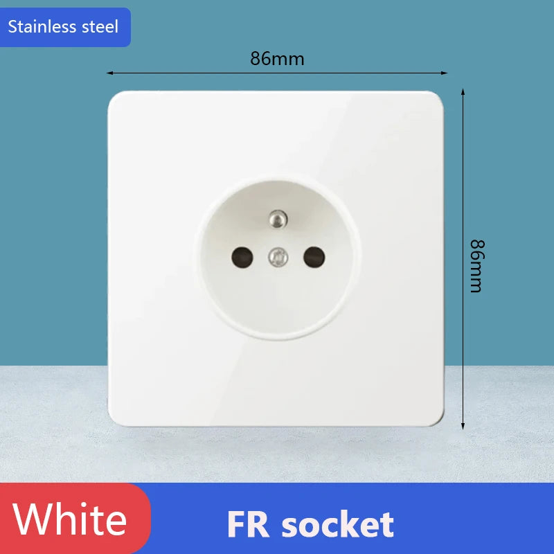 Toggle switch White stainless steel panel retro wall lamp switch AC110-250V 1 2 3 4 Gang 2 Way16A Universal wall light switch
