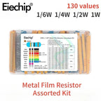 650-2600pcs Metal Film Resistor Assorted Kit 1~3M ohm Resistance 130 Values  1/6W 1/4W 1/2W 1W Set of Resistors 1% High-Quality