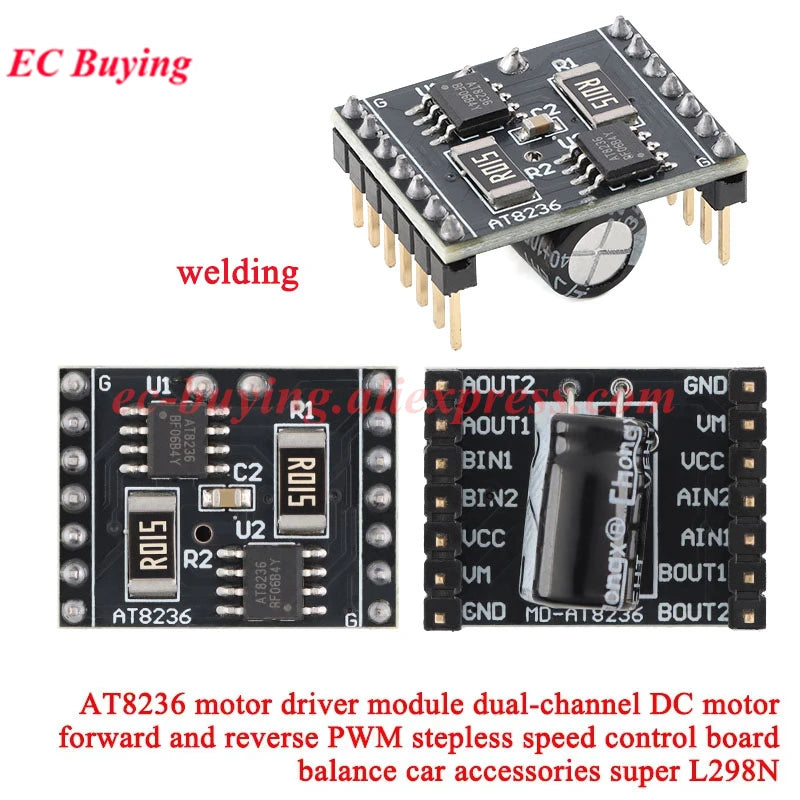 1Pc-10Pcs A4950 TB6612 AT8236 Dual CH Motor Drive Module Super L298N DC Brushed Forward Reverse PWM Stepless Speed Control Board