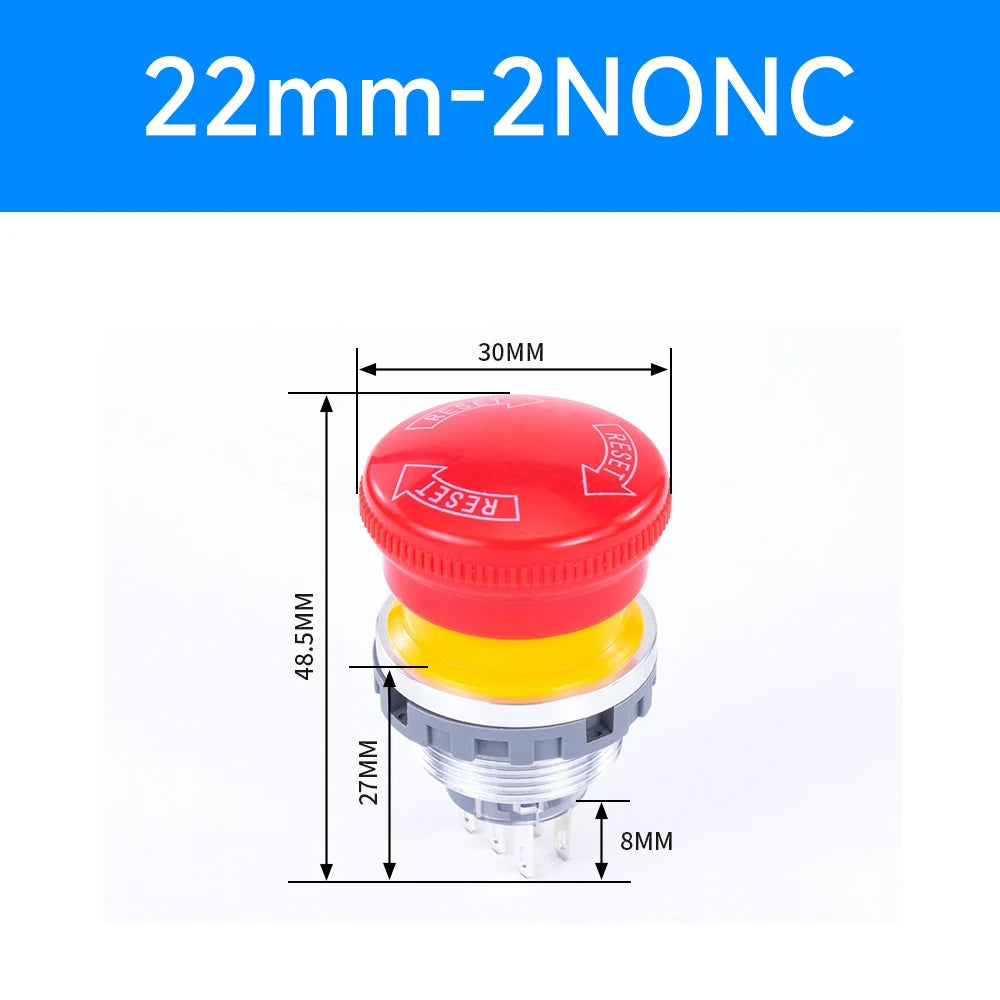 16mm 22mm Ultra Thin Plastic emergency stop button mushroom emergency switch self-locking stop charging pile power outage on off