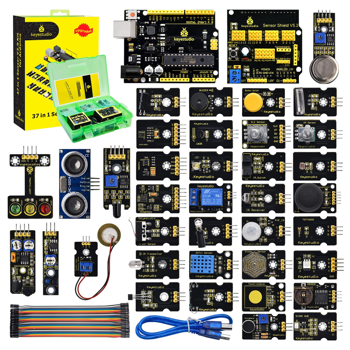 Keyestudio Complete 37 in 1 Sensor Kit  With UNO/Mega Board Sensor Kit  For Arduino Sensor Kit Programming DIY Electronic Kit