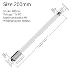 12V Linear Actuator 10-200mm Stroke 32N/64N/96N/188N/1000N/3000N Electric Reciprocating Lifting Linear Motion Actuator Motors