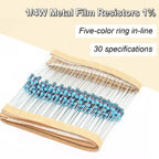 300/600/820pcs Resistor Kit 10 Ohm-1MOhm Resistors 1/4 W ±1% Carbon Film Single Resistor Electrical Electronics 30/41 value