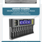 LiitoKala Lii-S12 12-Slot LCD Battery Charger for Li-ion LiFePO4 Ni-MH Ni-Cd 9V 21700 20700 26650 18650 16340 18350 RCR123 18700