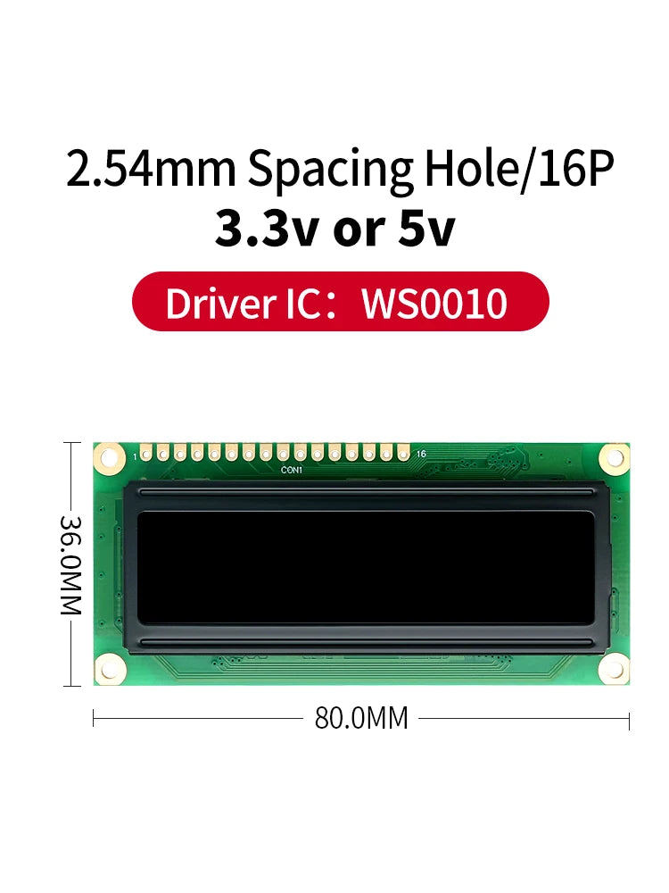 WINSTAR WEH1602A 5V 3.3V 80X36mm 162 LCM COB SPI OLED 1602 Panel 16x2 Character LCD IC Module Display