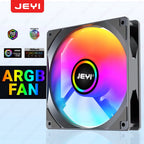 JEYI 120mm PC ARGB Cooling Fan AURA SYNC RGB Computer Fans Ultra Silent Heatsink Ventilador with 4PIN PWM and 5V 3PIN ARGB Port