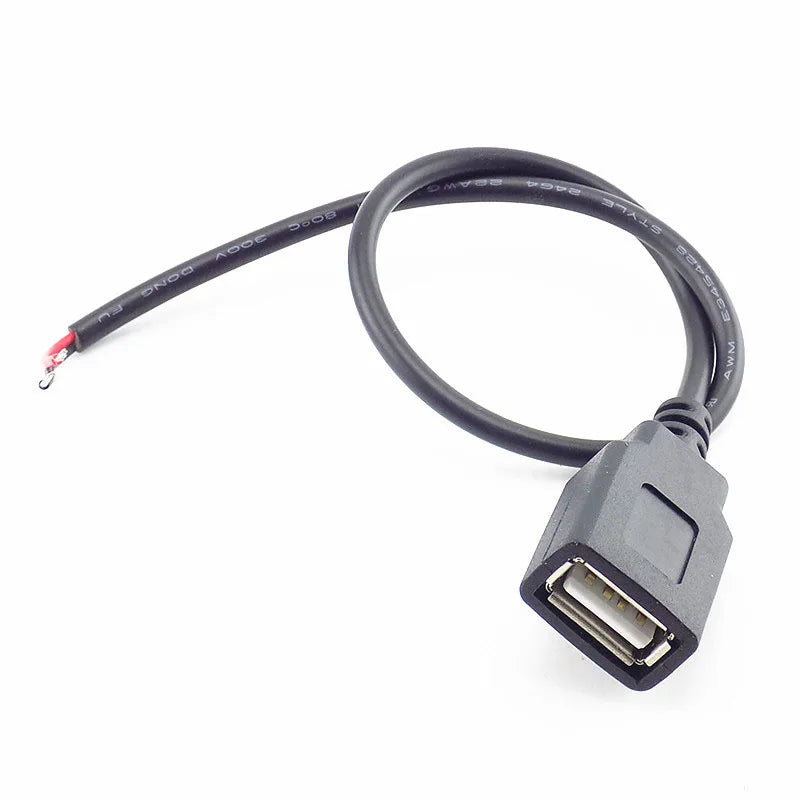 0.3m/1m/2m Power Supply Cable 2 Pin USB 2.0 A Female male 4 pin wire Jack Charger charging Cord Extension Connector DIY 5V line