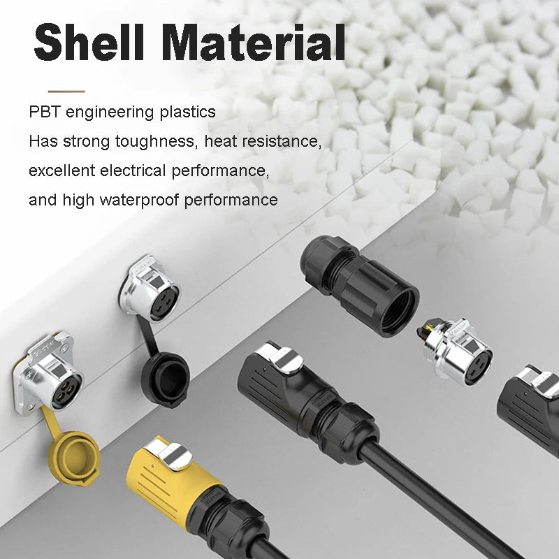 EW-LP24 Solderless Power Aviation Connector Waterproof Adapter Screw Lock Charger M24 2 3 4 5 Pin Male Plug Female Socket IP68