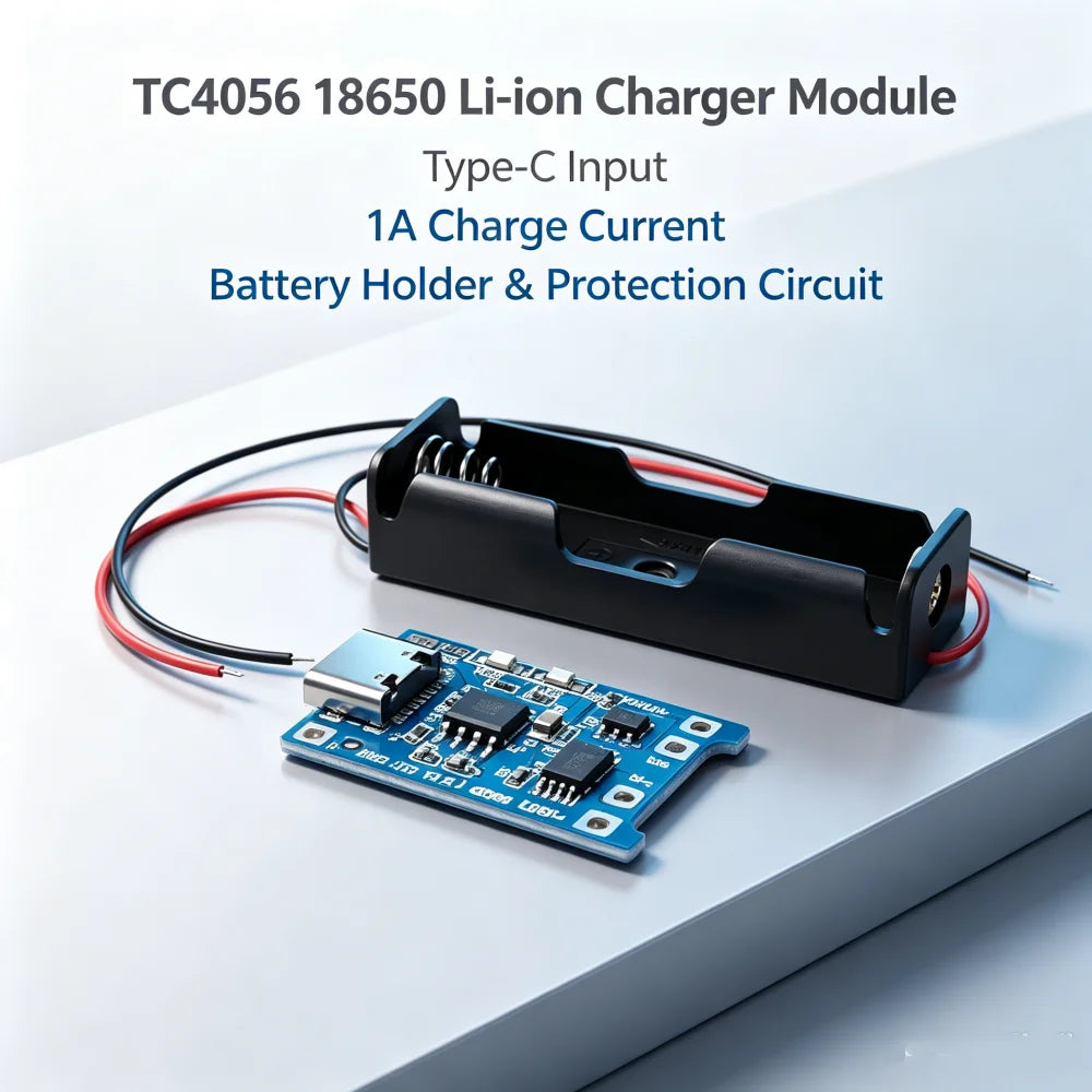 5pc Set Type-c Port 5v 1a 18650 Tp4056 Lithium Battery Charger Module Charging Board Charging Protection With Led Light