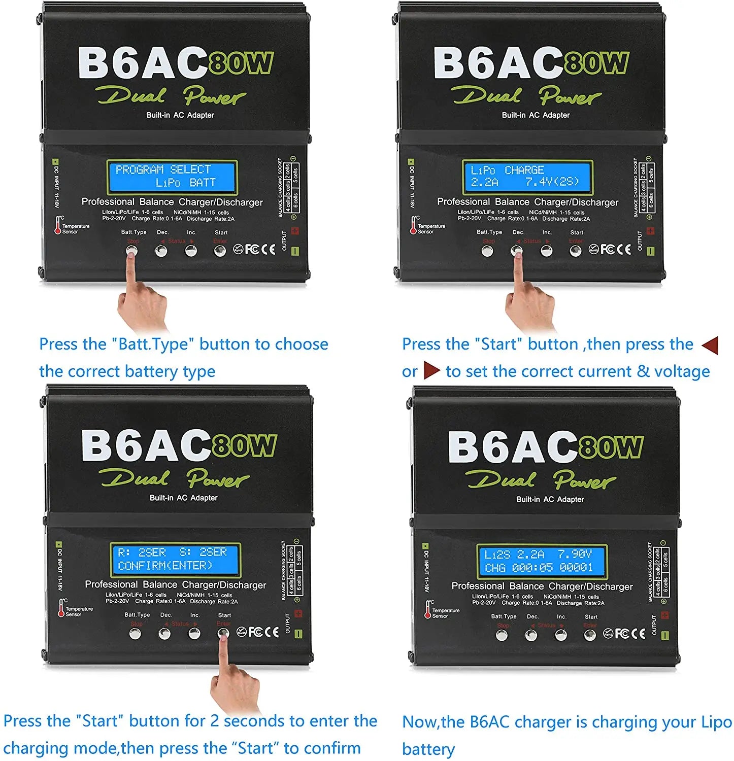 IMAX B6AC 80W 6A Lipo Battery Balance Charger LCD Display Discharger For RC Model Li-ion LiFe Nimh Nicd PB Lipo Battery Charging