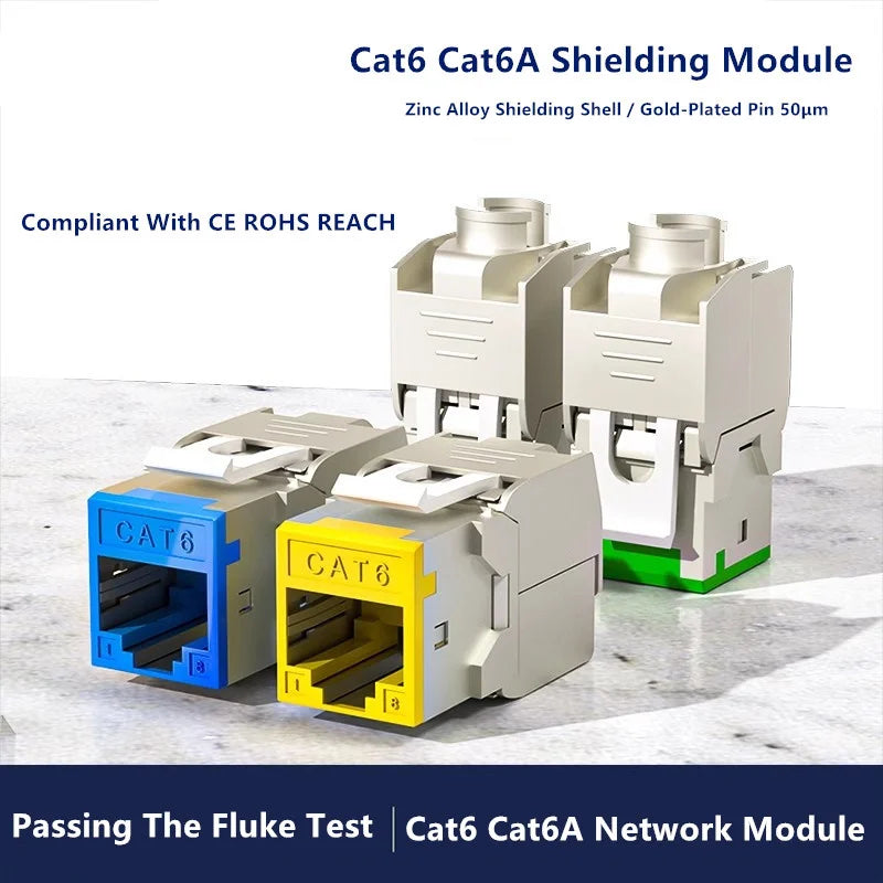 CAT6A Cat6 6 6A RJ45 Connector 6PCS Female Keystone Jack Toolless Module Plug For Networking Patch Panel Consumer Electronics