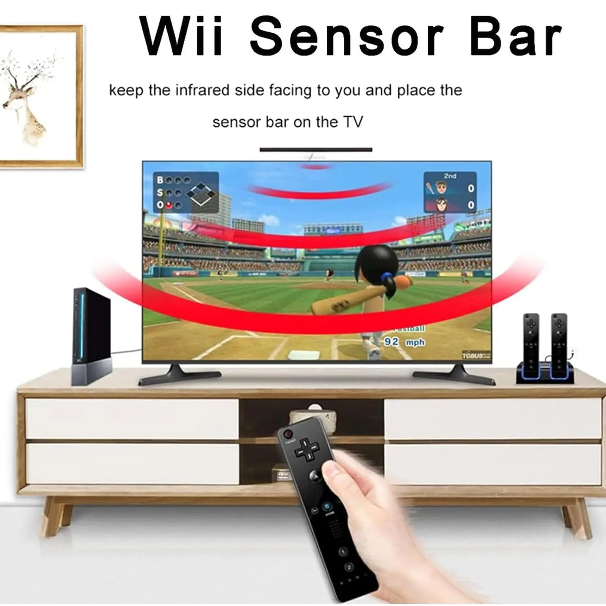 Wired /Wireless Infrared IR Signal Ray Sensor Receiver Bar For Wii Bluetooth Sensor Remote Bar Receiver Holder For Wii