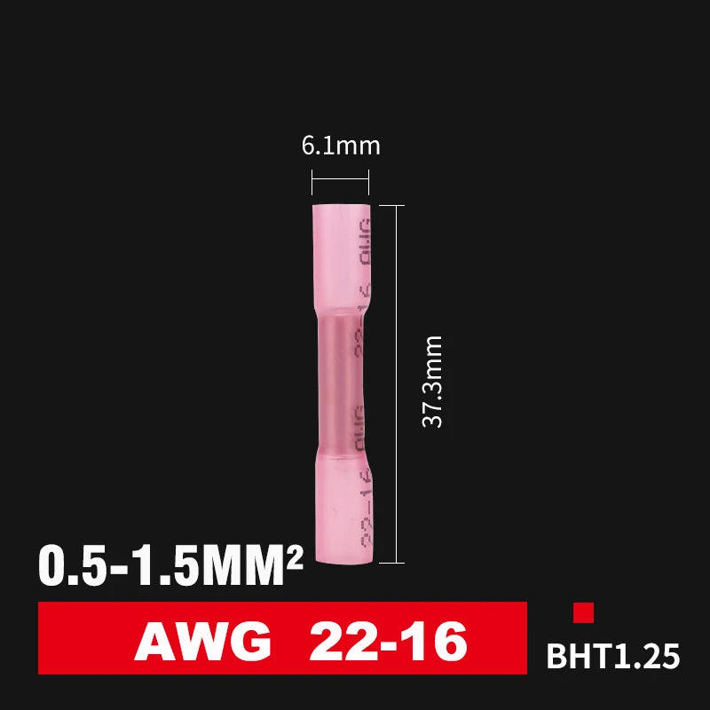 20/50pcs Wire Connection Pipe Terminal Heat Shrink Butt Crimp Terminals Waterproof Insulated Seal Wire Connectors Heat Shrinkab