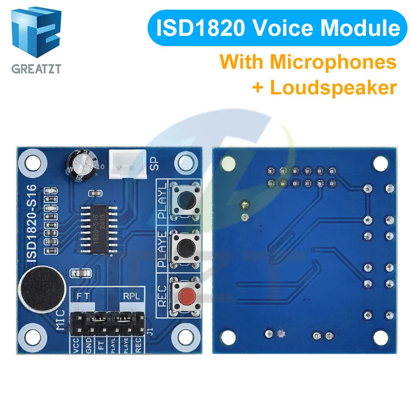 GREATZT ISD1820 recording module voice module the voice board telediphone module board with Microphones + Loudspeaker