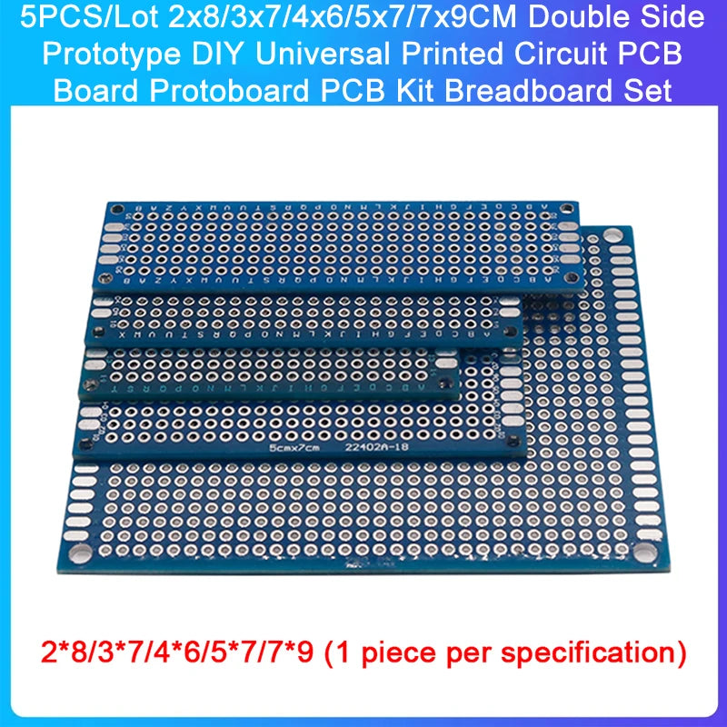 5PCS/Lot 2*8/3*7/4*6/5*7/7*9CM Double Side Prototype DIY Universal Printed Circuit PCB Board Protoboard PCB Kit Breadboard Set