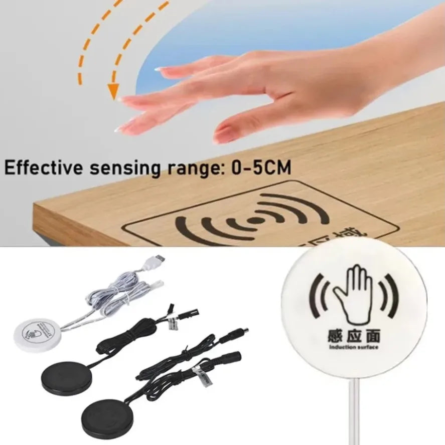 LED Light Switch Control Wireless Touch Sensor Penetrable 25mm Wood Panel 12V 24V 60W Hand Sweep Control Dimmable Touch Dimmer