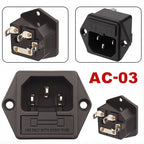 10A 250V Inlet Module Plug Rocker Switch Male Power Socket 3 Pin IEC320 C14 Switch + Fuse New