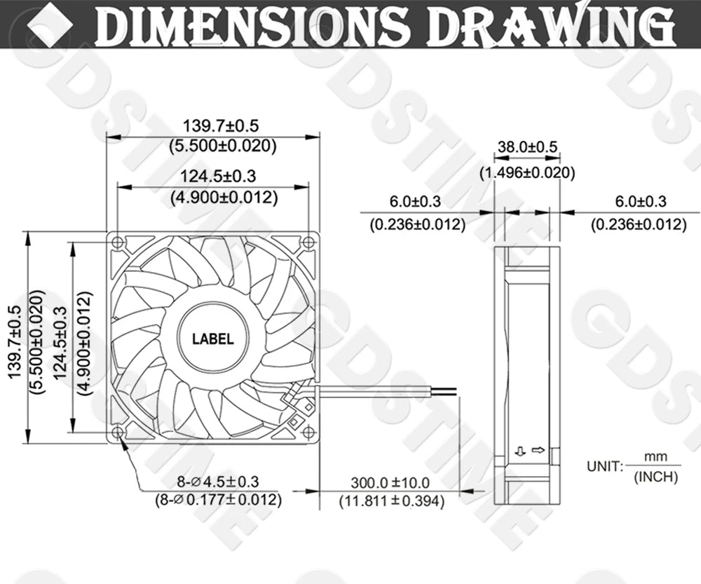 Gdstime 140mm Fan 24V 12V 5V Cooler 140*25MM Case CPU Fan 14025 Radiator Fan for Home Mechanical Equipment,Humidifiers Cooling