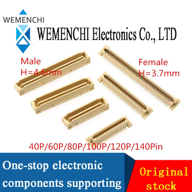 1Pcs Male Female Board to Board Connector BTB 0.8mm Pitch Double Row Patch 40P/60P/80P/100P/120P/140Pin Highly 3.7mm/4.6mm