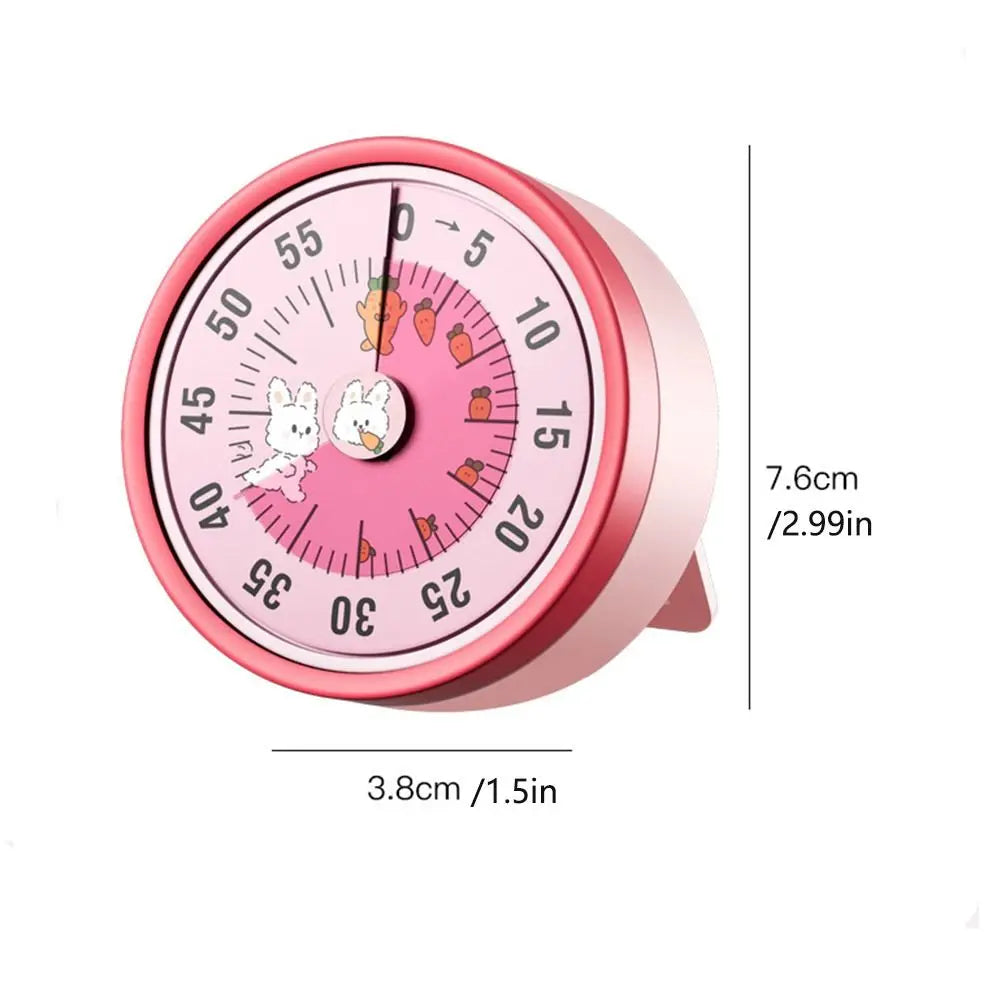 Cute 60-Minute Visual Timer with Stand Stopwatch Alarm Clock Mechanical Timer Visualization Magnet Countdown Clock Kids Study
