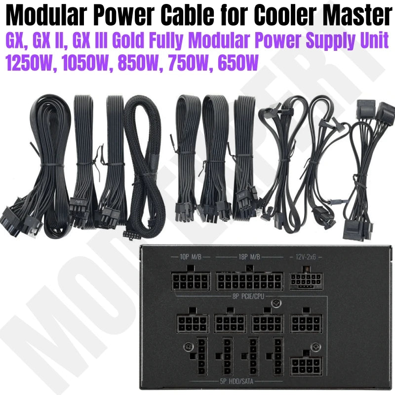 PCI-E 6+2/CPU 4+4/SATA/Molex/ATX 24Pin Power Cable for Cooler Master GX, GXII, GXIII Gold 1250W, 1050W, 850W, 750W, 650W Modular