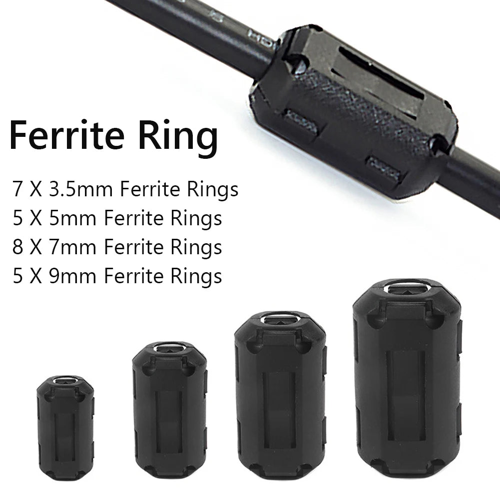 50/20Pcs Small Clamp Ferrite Core Cord Ring Choke Bead RFI EMI Noise Suppressor Filter Clip On Ferrite Cable Connector Clamp Kit