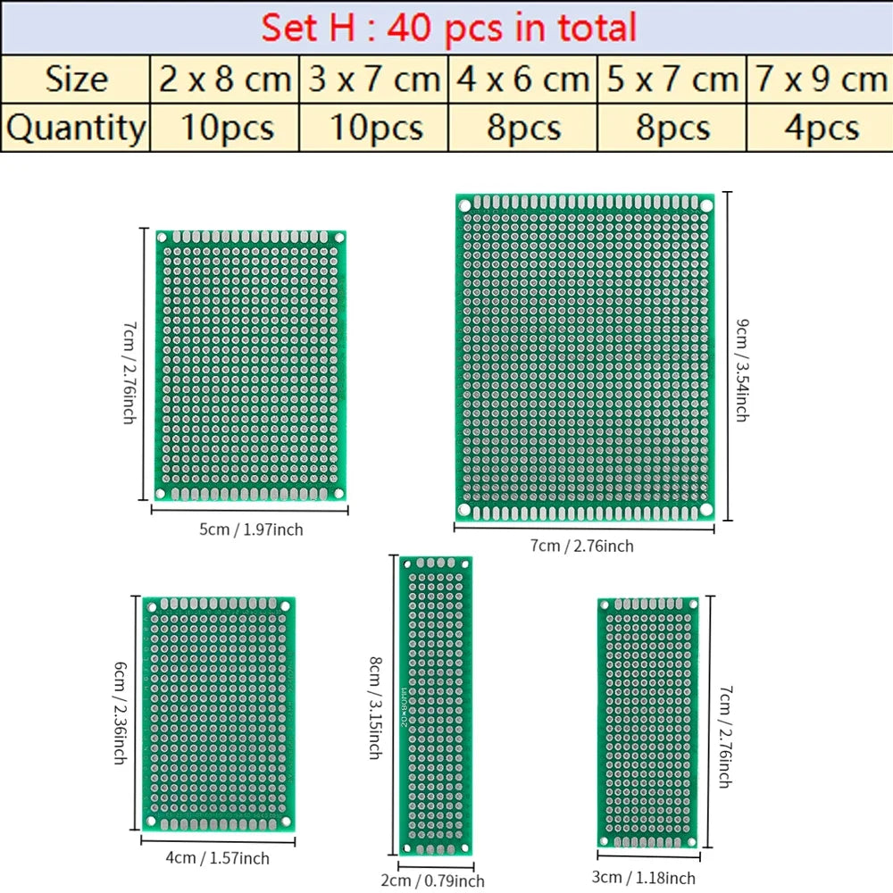 Universal PCB Circuit Protoboard Double Sided Breadboard 2x8 3x7 4x6 5x7 7x9CM Stripboard Prototyping Board DIY Electronic Kit