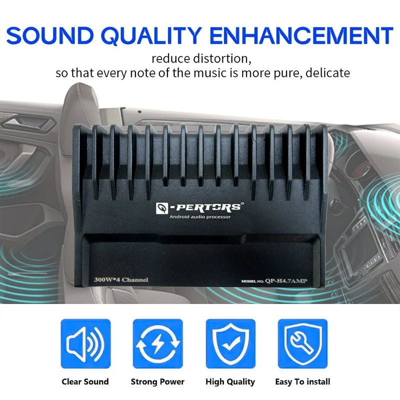 MAX.300W 4-Channel A/B Class DSP Car Amplifier, RMS.4 X 75W In-Car DSP Digital Audio Processor, Improved Sound Quality