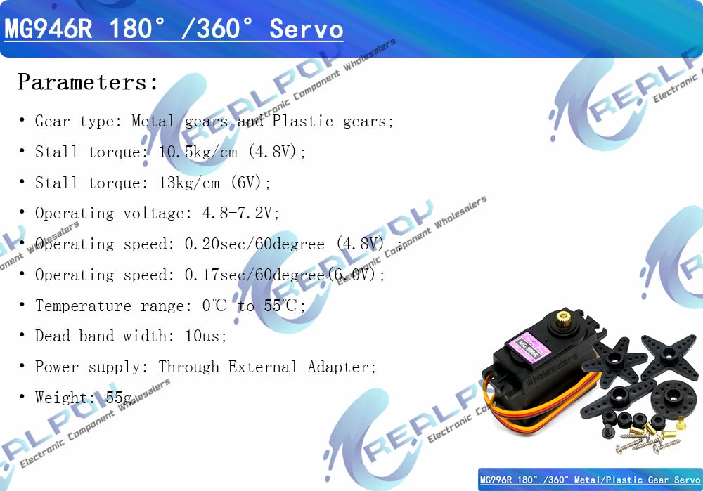 MG945 MG946R MG995 MG996R Metal Gear Servmotor High Speed Analog Servo Motor for Model Airplane RC Car Boat Arduino Robot