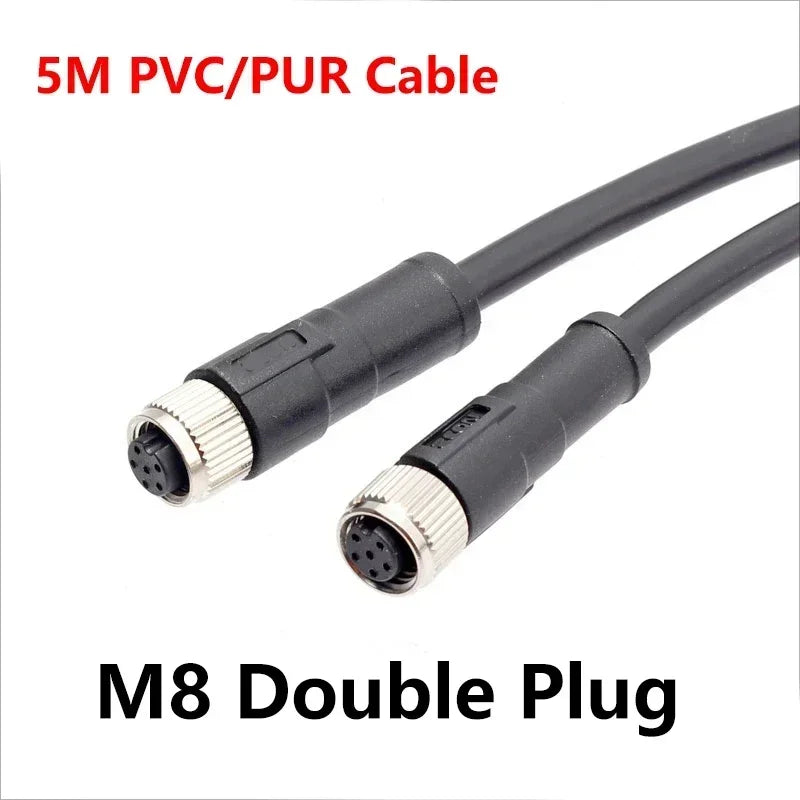 M8 3Pin 4Pin 5Pin 6Pin 8Pin Double Plug Male Female 5M PUR/PVC Cable Adapter  Waterproof Sensor Aviation Connector Power Charger