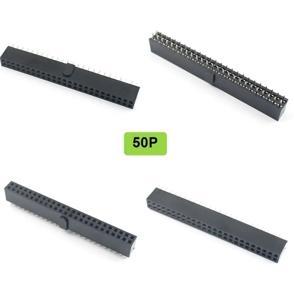10pcs 2.54mm Pitch Female Header Strip 6/10/14/16/20/26/34/40/50 Pin Dual Straight DIP Polarizing Key Connector 6P 10P 40P 50P