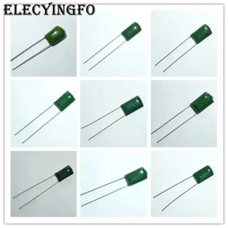 10pcs Mylar Film Capacitor 100V 2A 220pF~0.47uF 5% (2A221J~2A474J) Polyester Film capacitor