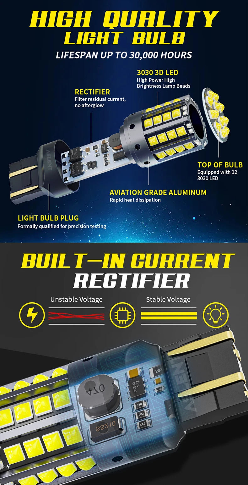 2pcs Car LED Lights BA15S P21W 1156 BAU15S PY21W 1157 BAY15D 44*3030SMD Canbus Front Tail Turn Signal Lamps 7440 7443 W21/5W 12V