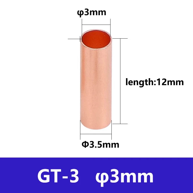 Copper Connecting Pipe GT Small Copper Tube Cable Intermediate Joint Cold Pressed Wire Crimping Terminal Quick Docking Connector