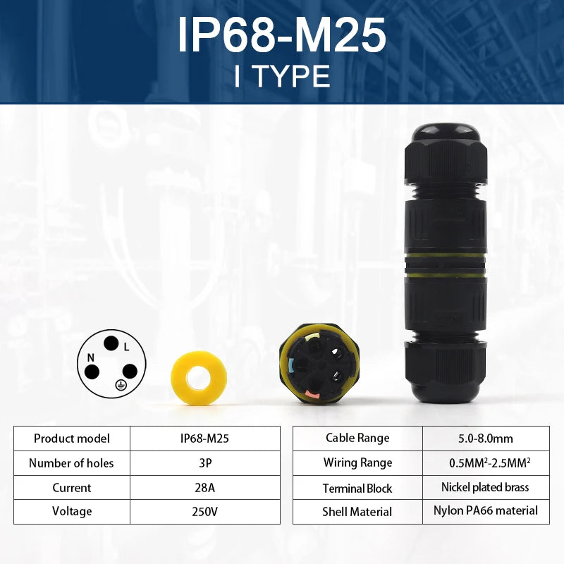 M25-2/3/4/5 Pin IP68 Push-In Spring Splice Terminal Blocks With Lever Quick Wire Connector Outdoor Waterproof Junction Box