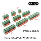 5/10Pcs 5.08mm Pitch KF142V KF142R Push-in Spring Screwless Terminal Block Straight/Bent Foot 2/3/4/5/6/7/8/9/10P PCB Connector