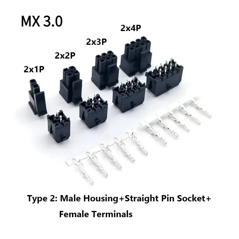 10Sets MX3.0mm Micro-Fit 3.0mm Double Row 2*1P- 2*12Pin Mini 5559/43020 Housing Receptacle Terminal Straight RA Wafer Connector