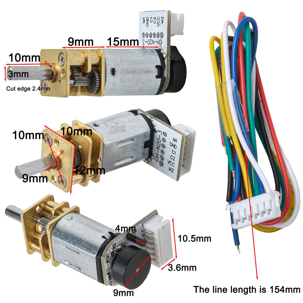 For GA12 For N20 High Torque DC Motor with Encoder Excellent Replacement Option for Robotics and Hobby Projects
