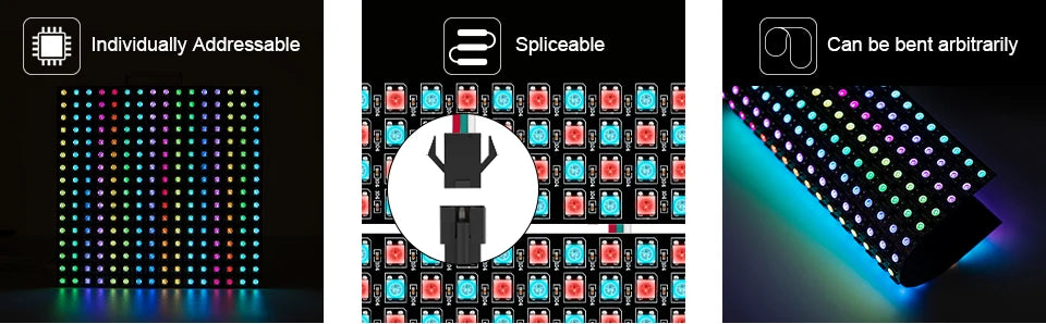 WS2812B RGB 16x16 8x32 Pixel Panel Screen 1-5 Pcs 256 Pixels WS2812B ECO Individually Addressable Digital Flexible Programmed 5V