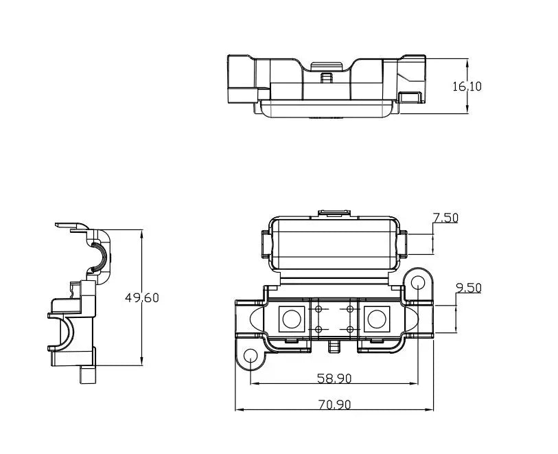 32V-125V Midi / Strip Inline Fuse Holder with Cover and 1Way Bolt-Down Studs Fuse Box Fuse 30A-200A