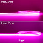 FOB COB LED Strip 12V 24V DC RA90 Flexible High Bright Tape LED 3mm 5mm 8mm 10mm Light Bar Ice Blue White Red Green Pink Yellow